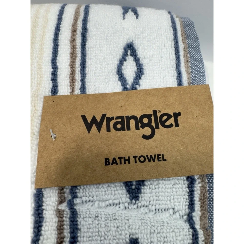 New‎ Wrangler 1 Bath Towel And 4 Washcloths Set Coyote Sands Brown Blue Western